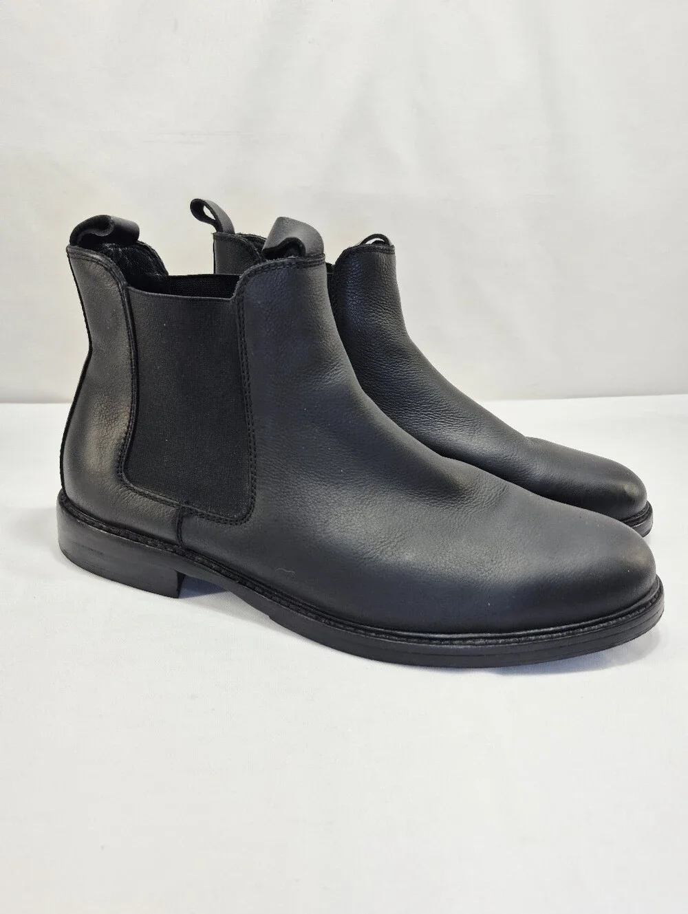 Polo Ralph Lauren Mens 12D Normanton Black Leather Ankle Boots Pull-On